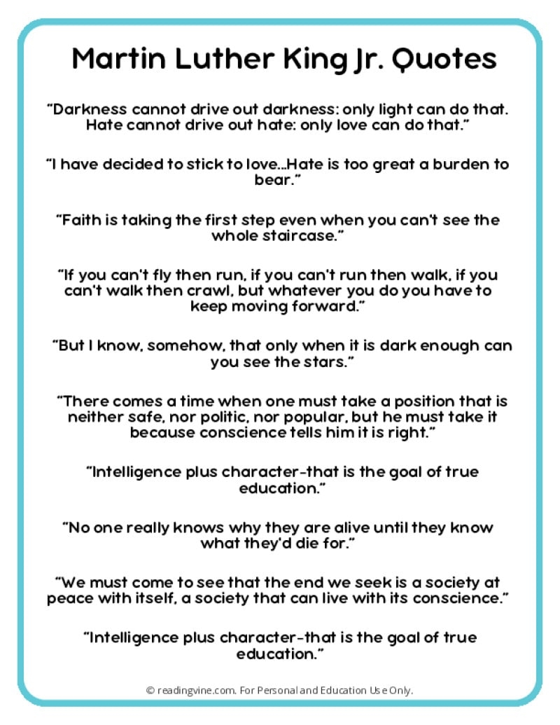 Martin Luther King Jr Quotes Free Printable PDF Posters