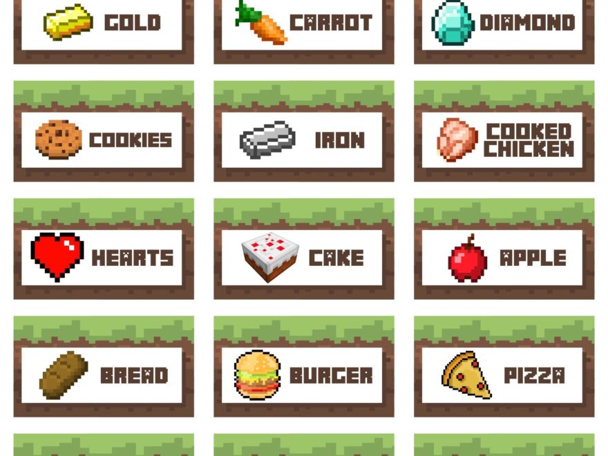 Minecraft Food Labels 10 Free PDF Printables Printablee Minecraft Food Minecraft Food Labels Diy Minecraft Birthday Party