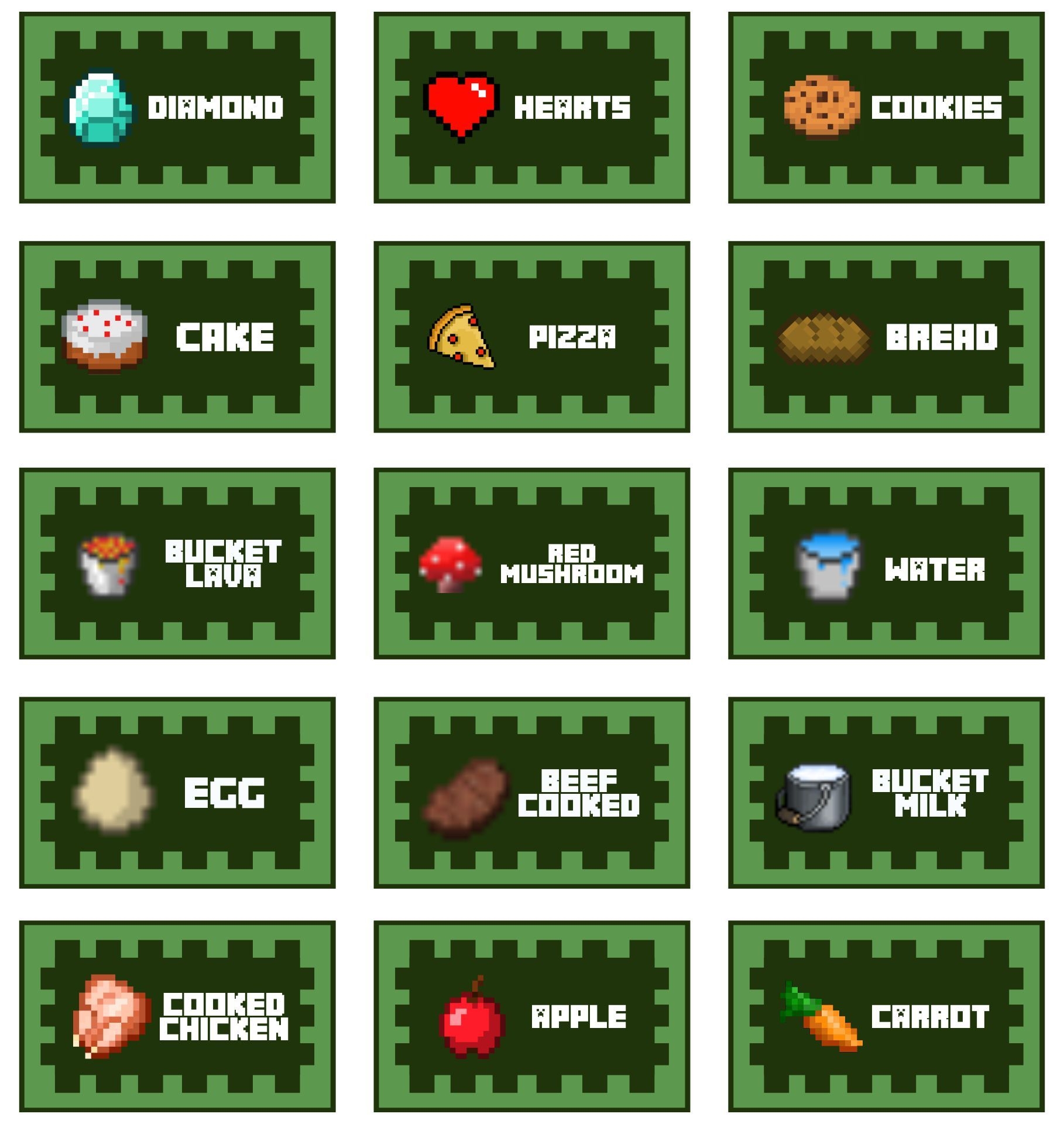 Minecraft Food Labels 10 Free PDF Printables Printablee