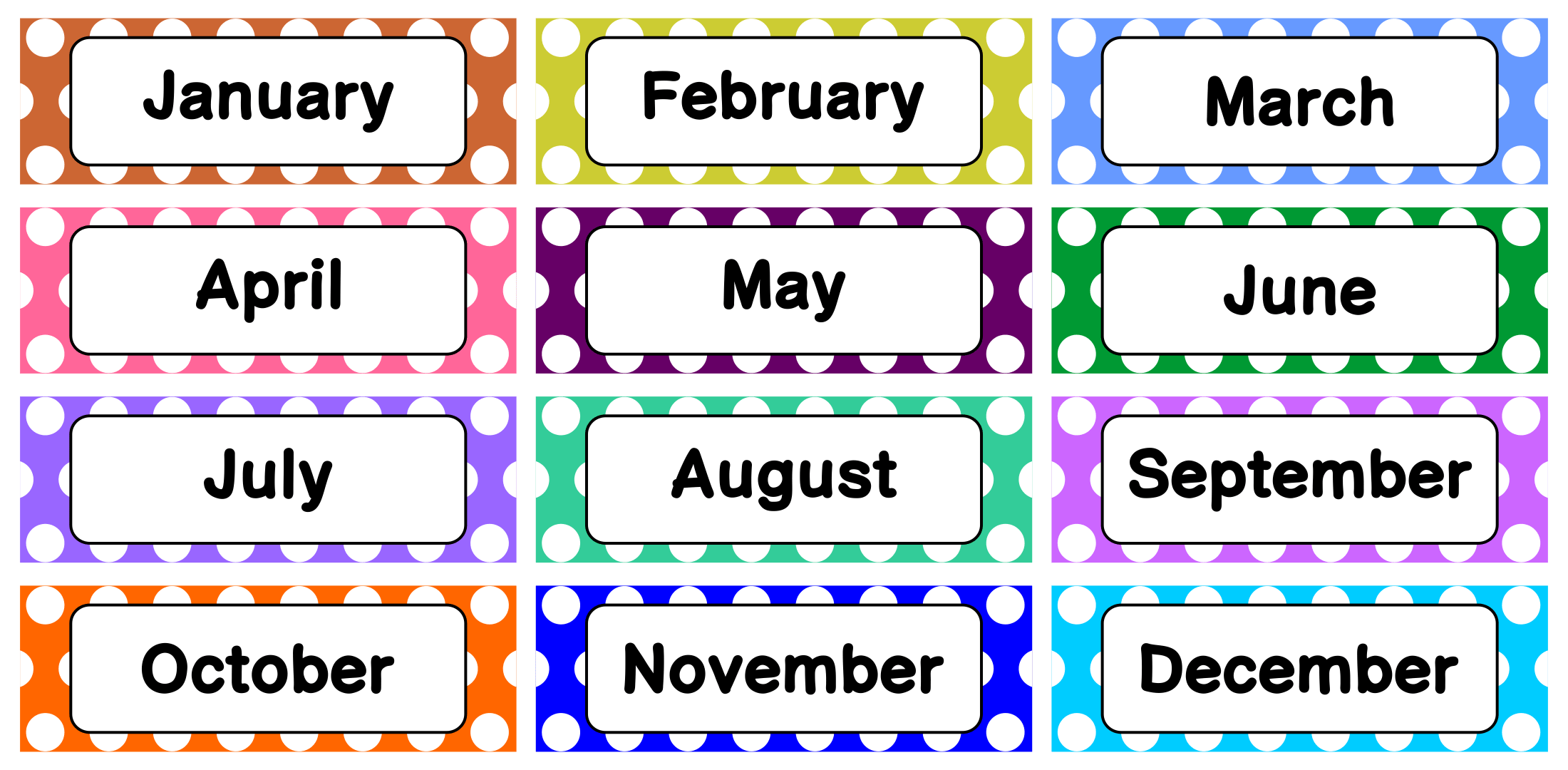 Month Of The Year Printable Printable Party Favors