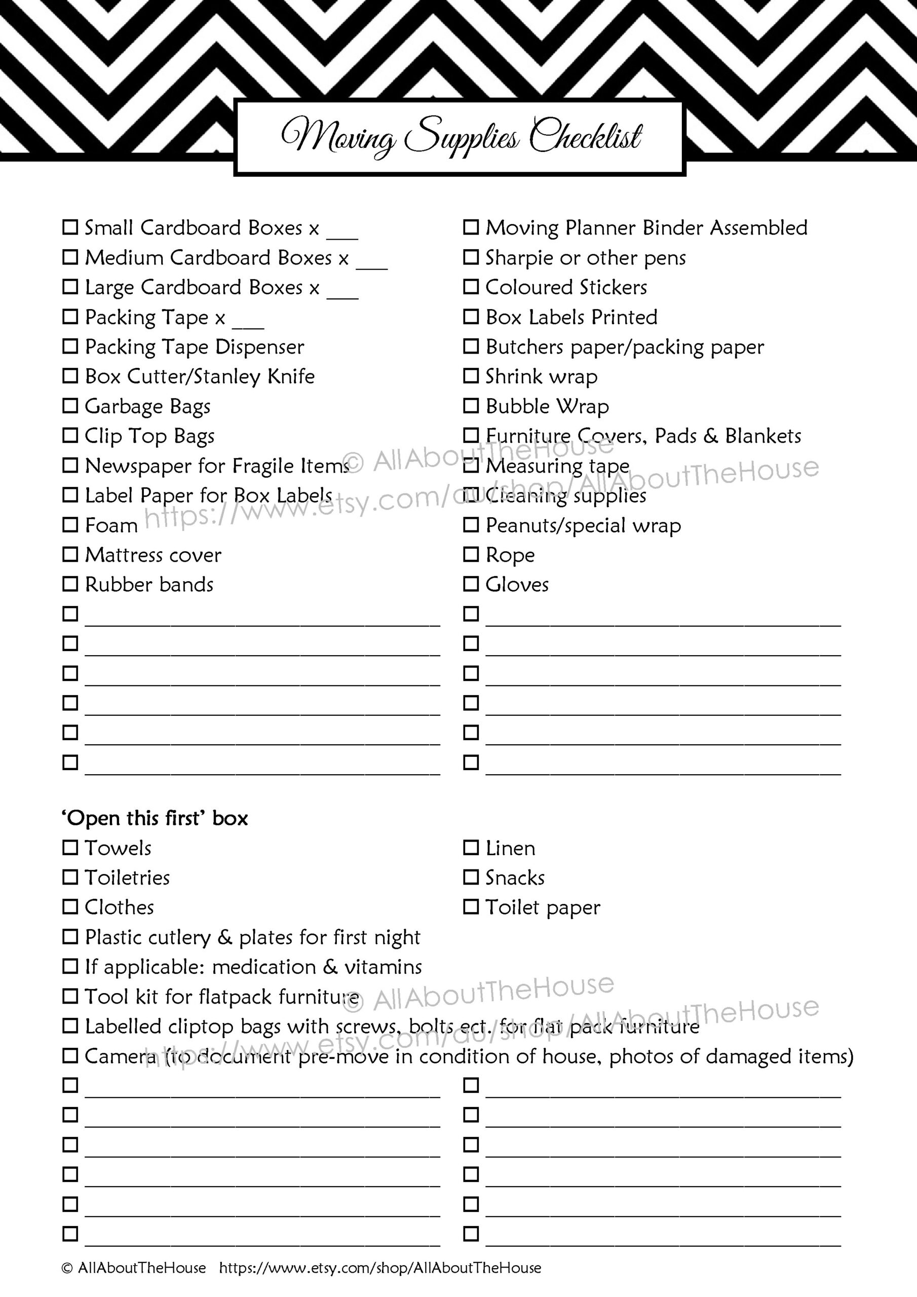 Moving To Do List Printable
