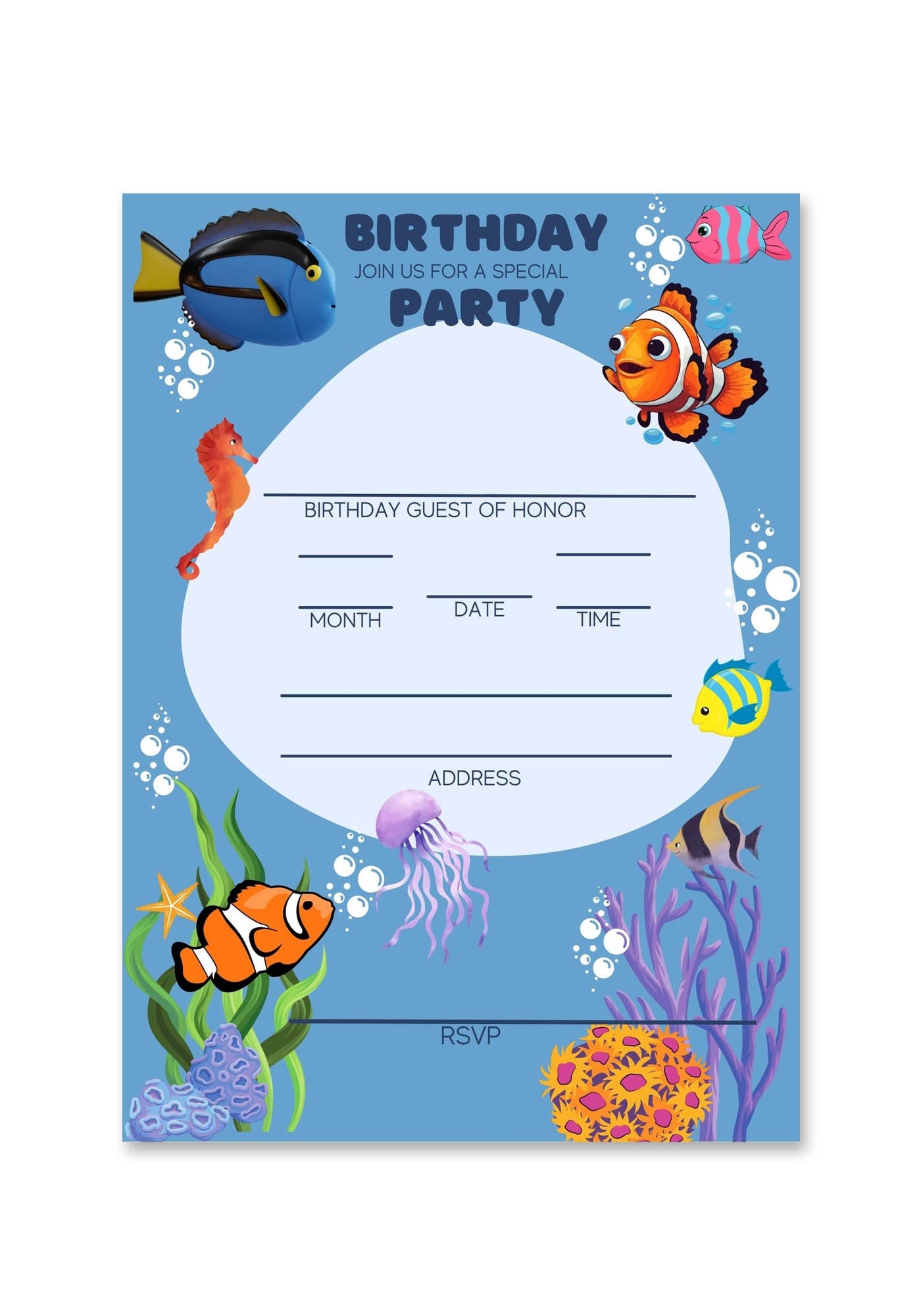 Nemo Bday Party Invites Chocolate Silk Creations Worksheets Library