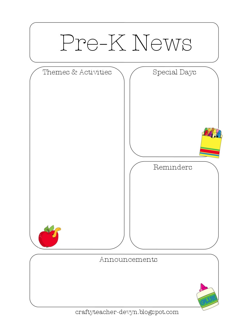 Printable Newsletter Templates For Preschool