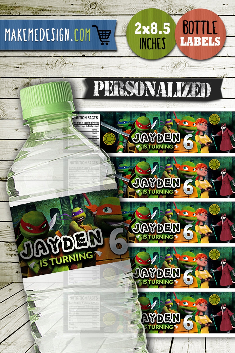 Ninja Turtles Water Bottle Labels DIY MakeMeDesign