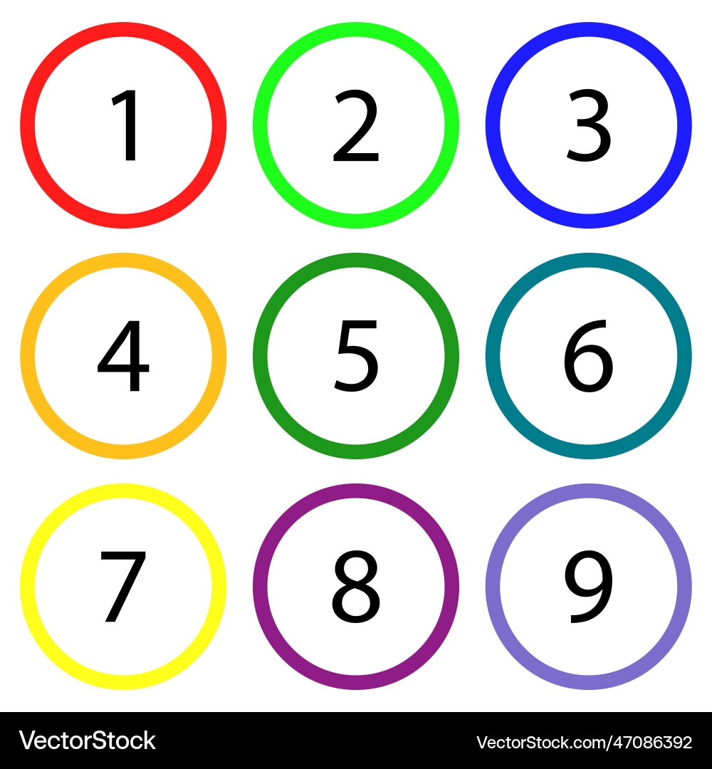 Numbers In Colored Circles Circle Logo Royalty Free Vector