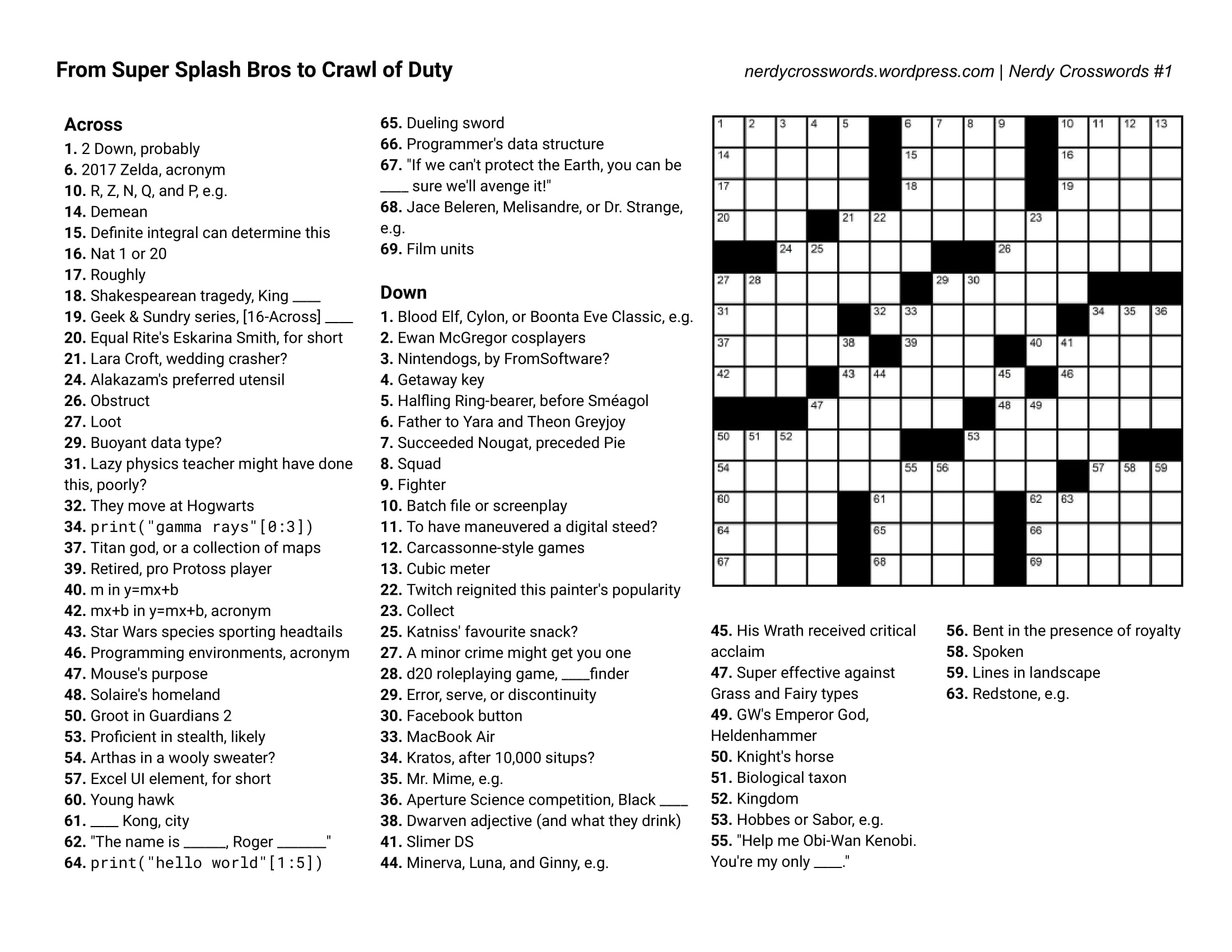 Online Crossword Puzzle For Students