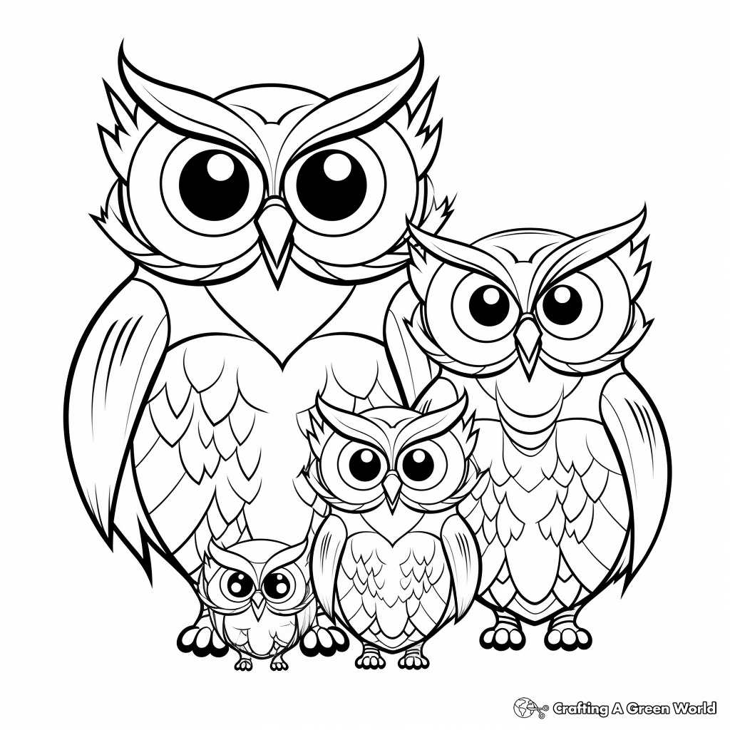 Owl Family Coloring Pages Free Printable 