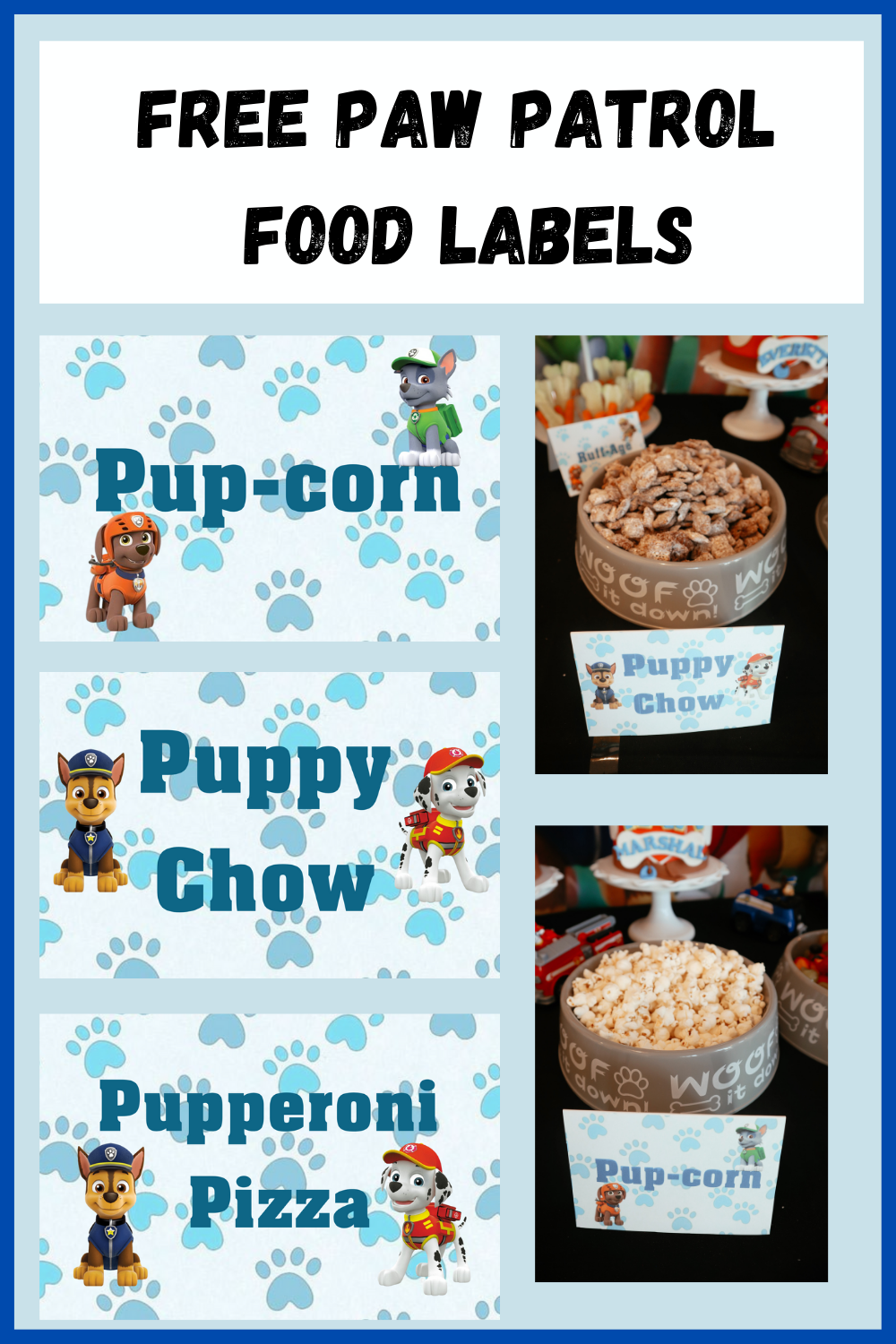 Paw Patrol Party Food Labels