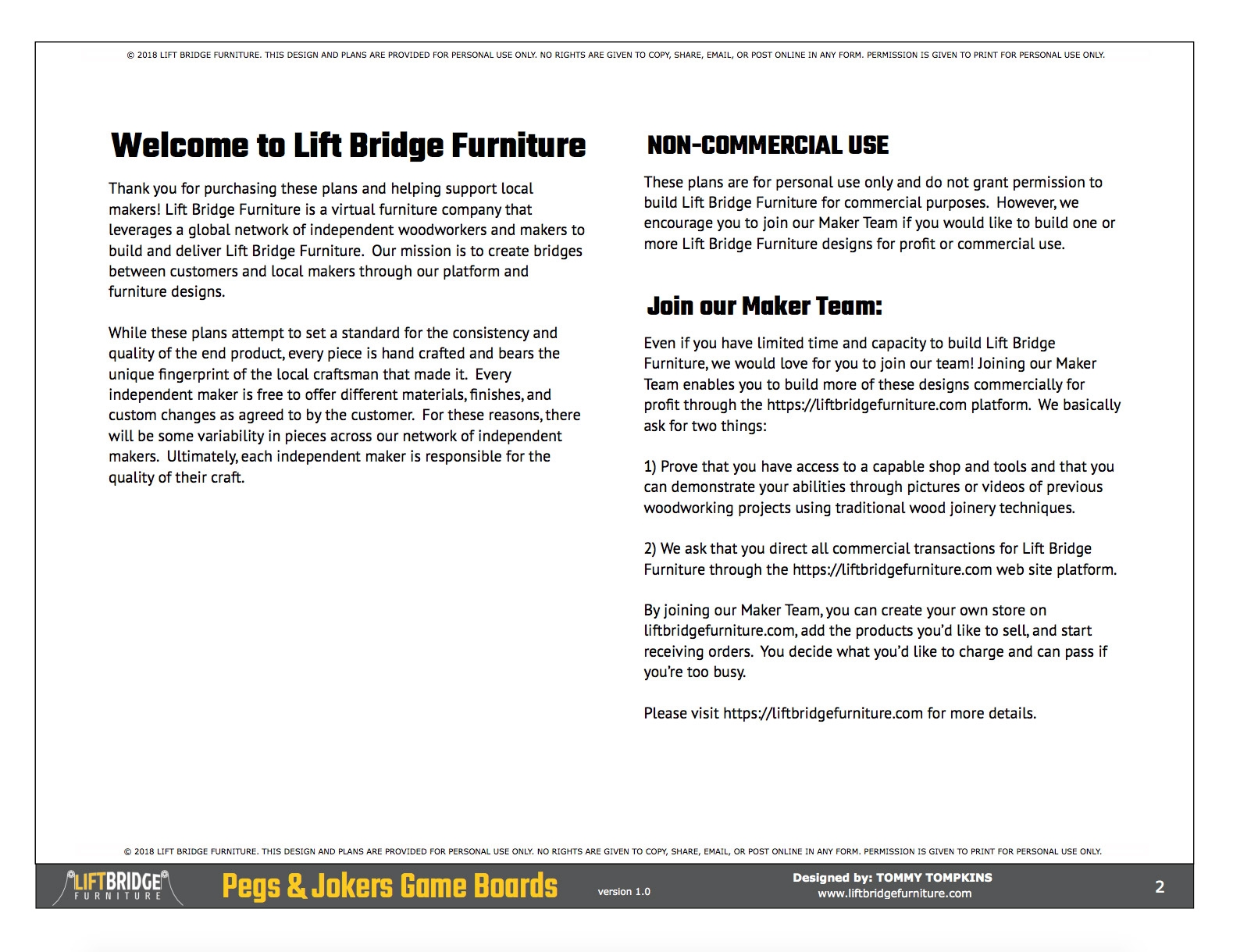 Pegs And Jokers Game Plans Lift Bridge Furniture