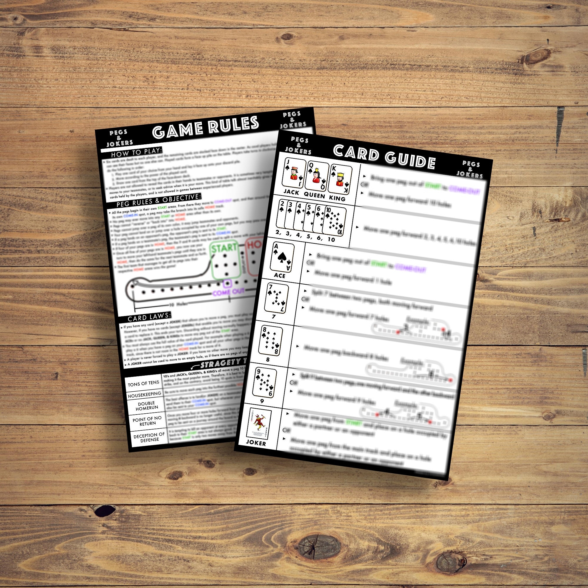 Pegs And Jokers Instructions Manual Easy To Understand Custom Graphics Printable Double Sided Etsy Canada