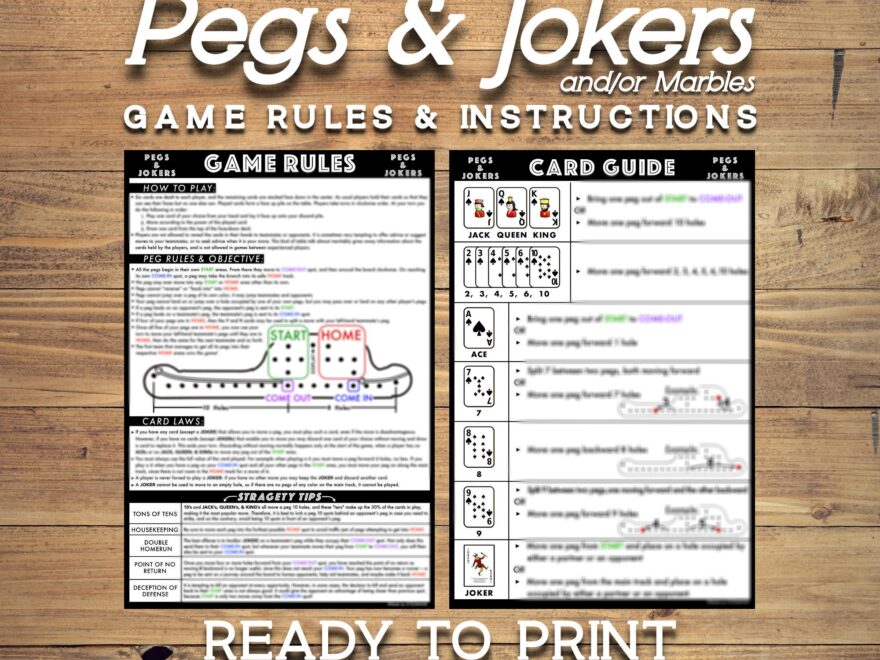 Pegs And Jokers Instructions Manual Easy To Understand Custom Graphics Printable Double Sided Etsy Canada