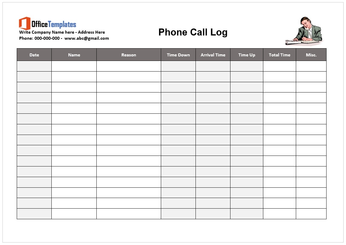 Free Printable Phone Log Template