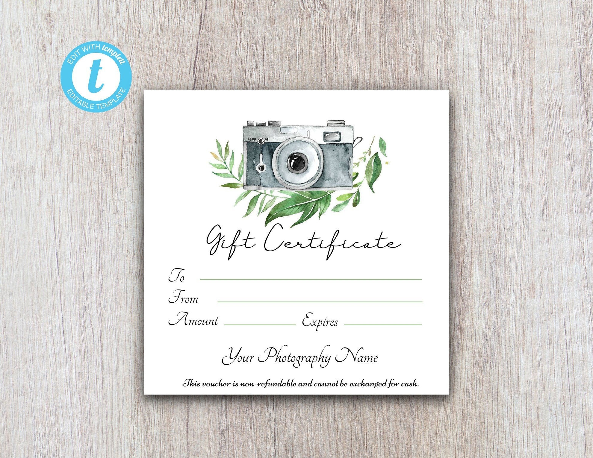 Photography Gift Certificate Template Client Gift Card Gift Voucher Template Gift Certificate Printable Gift Card Download For Customers Etsy