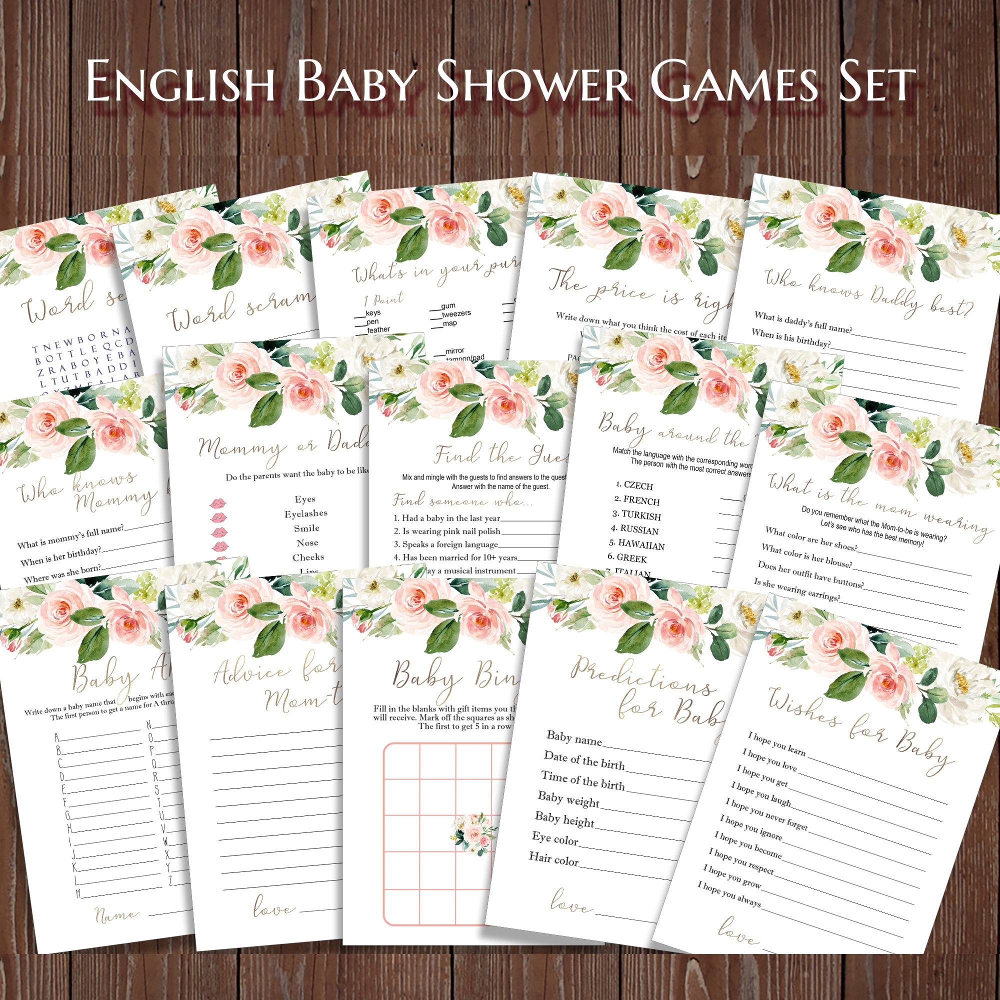 Printable Baby Shower Bundle Floral