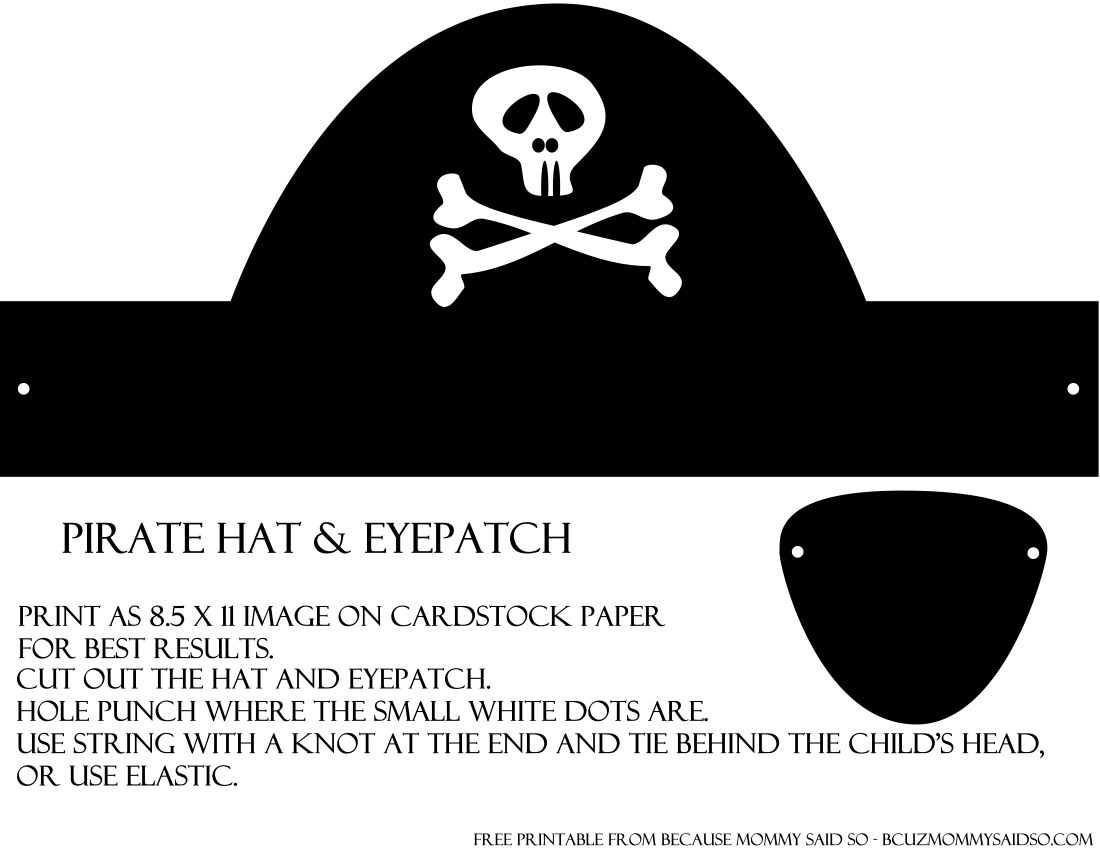 Pirate Hat And Eye Patch Template