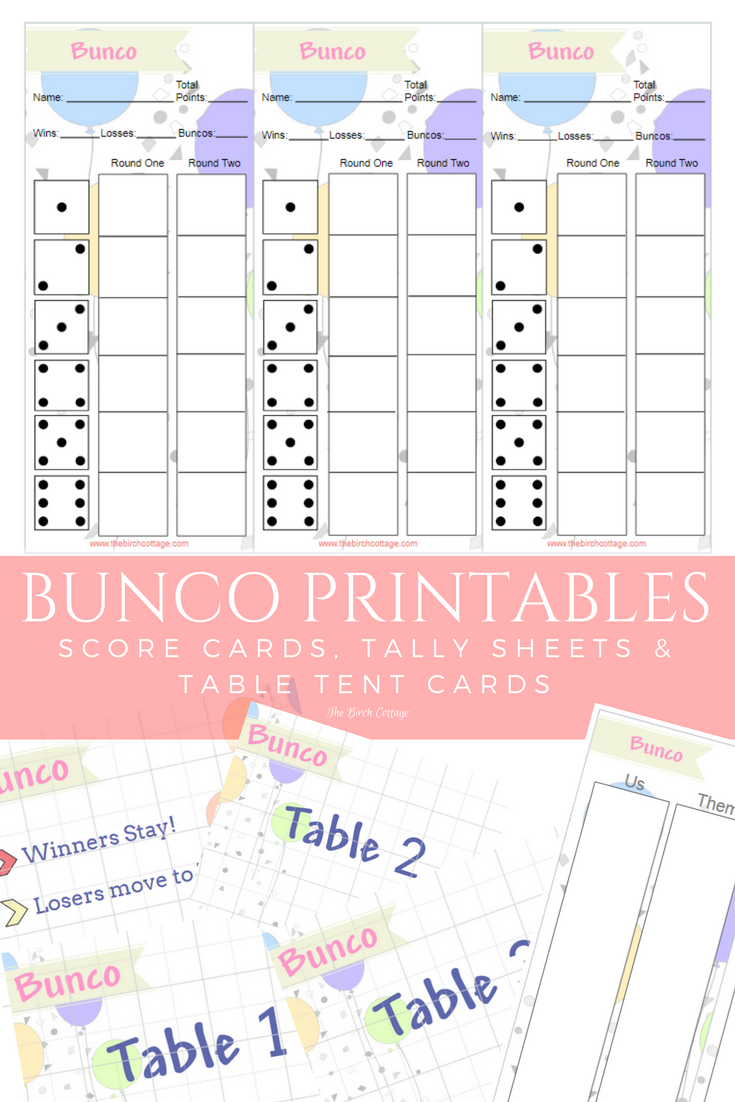 Play Bunco With Printable Bunco Score Tally Tent Cards The Birch Cottage