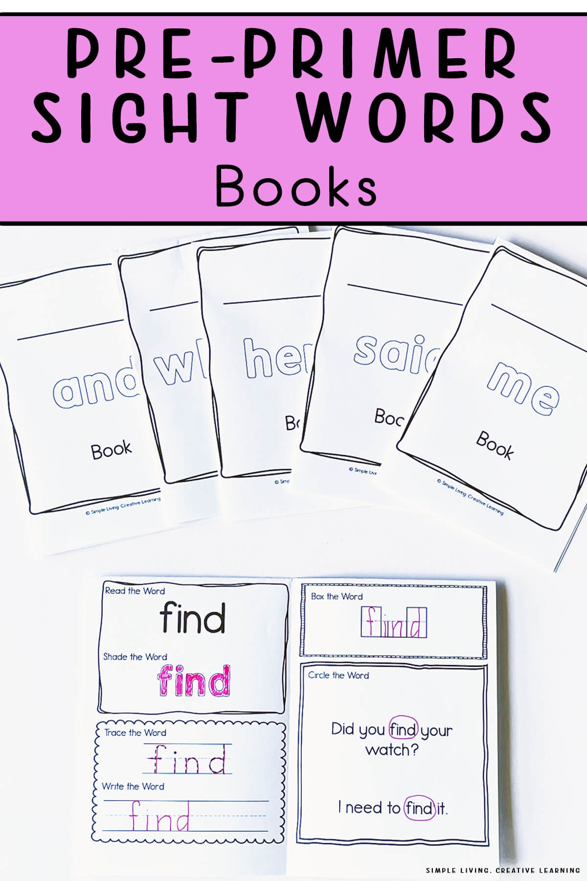 Pre Primer Sight Words Books Simple Living Creative Learning