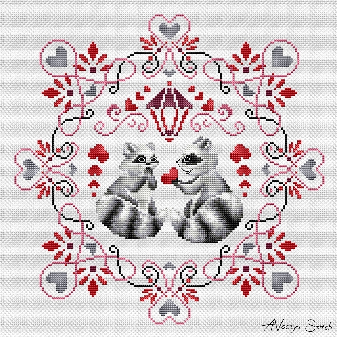 Primitive Raccoons Cross Stitch Pattern Code AVS 065 AVastya Stitch Buy Online On Mybobbin