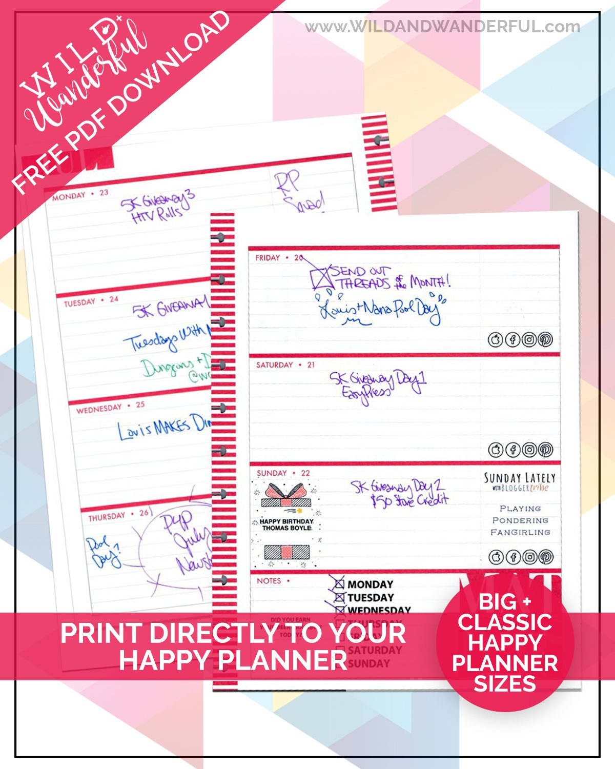 Classic Happy Planner Free Printables
