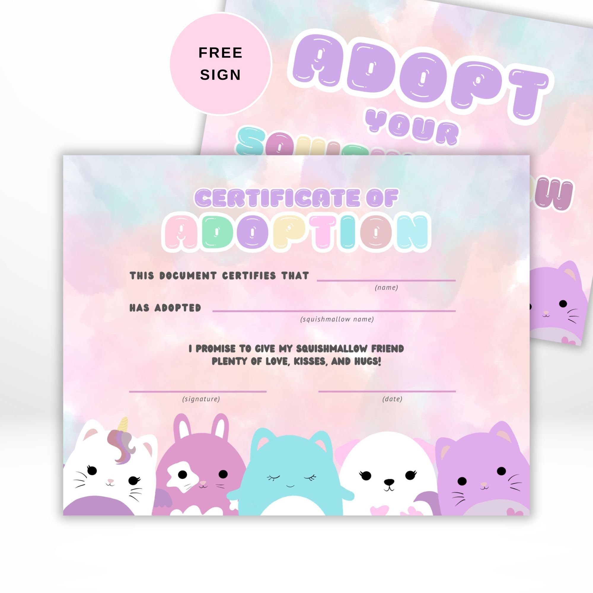 Free Printable Beanie Boo Adoption Certificate