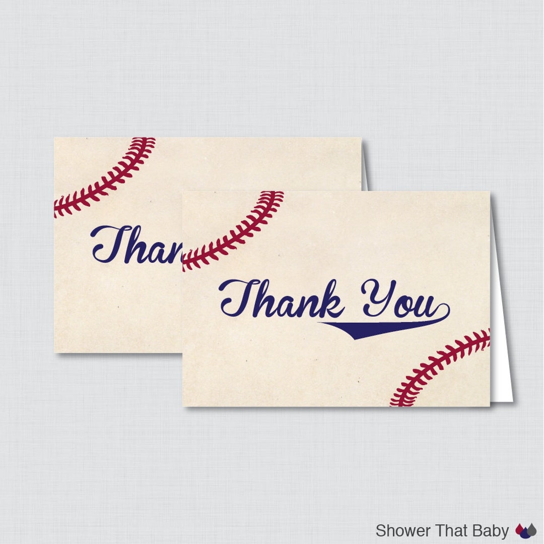 Printable Baseball Thank You Card Printable Instant Download Baseball Baby Shower Thank You Card Baseball Thank You Card 0027 Etsy