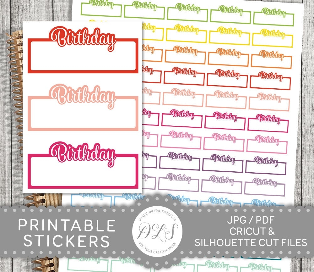 Printable Birthday Planner Stickers Birthday Reminder Stickers Birthday Planner Stickers Birthday Box Stickers Birthday Stickers FS135 Etsy
