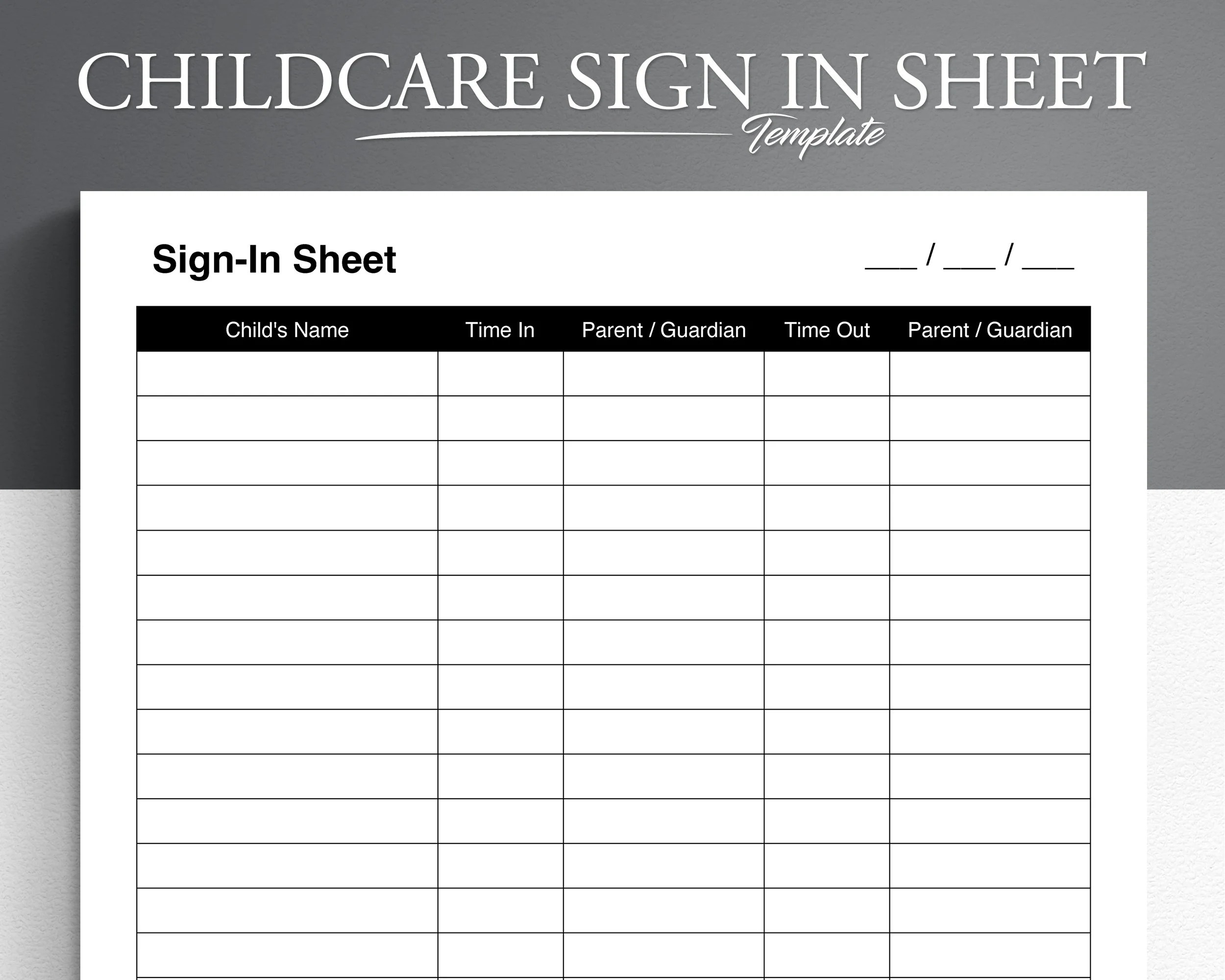 Printable Sign In Out Sheets For Daycare