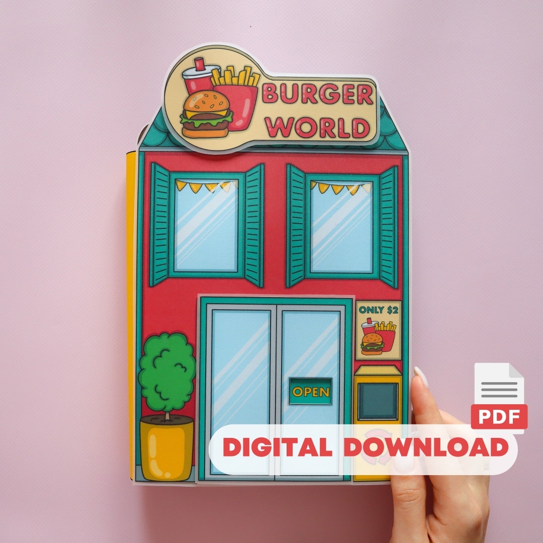 Printable DIY Project make Your Own Fast Foods Restaurant Kids Activities Paper Crafts For Kid Paper Doll House Activity Book Etsy