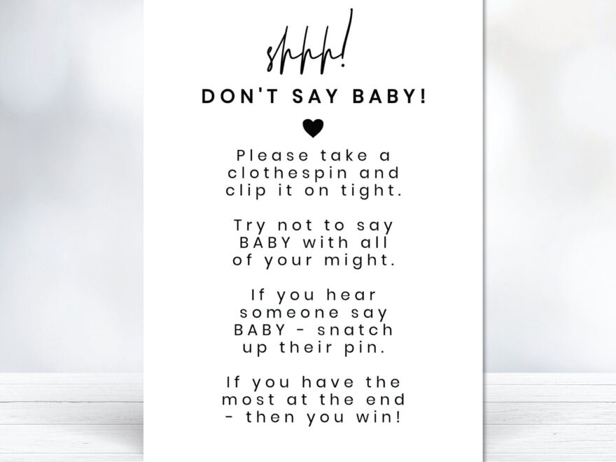 Printable Don t Say Baby Shower Game Sign Digital Download