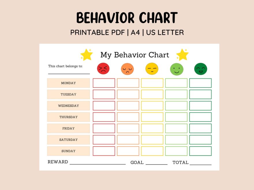 Printable Emotion Scale Behavior Chart Points Reward Chart Colourful Kids Behavior Chart Sticker Chart Behavior Management Etsy Hong Kong