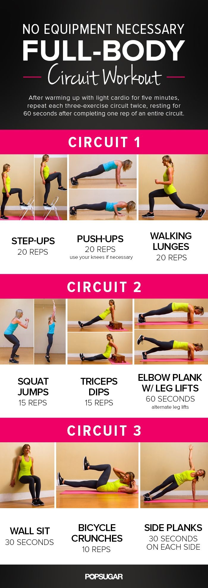 Printable Full Body Circuit Workout No Equipment Needed 