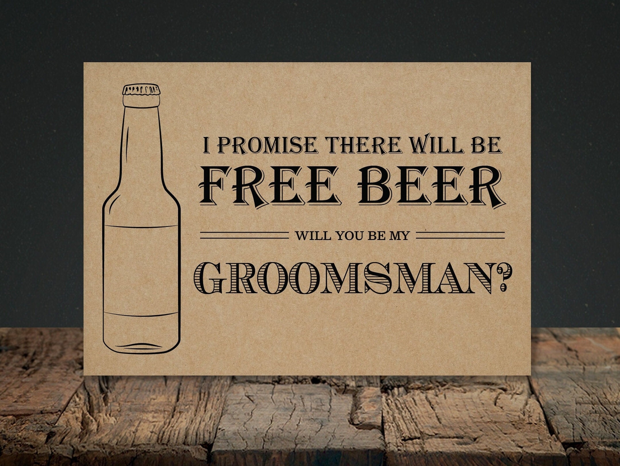 Printable Groomsman Proposal Card Best Man Proposal Free Beer Funny Groomsman Card Download Rustic Wedding DIY Printable Template Etsy