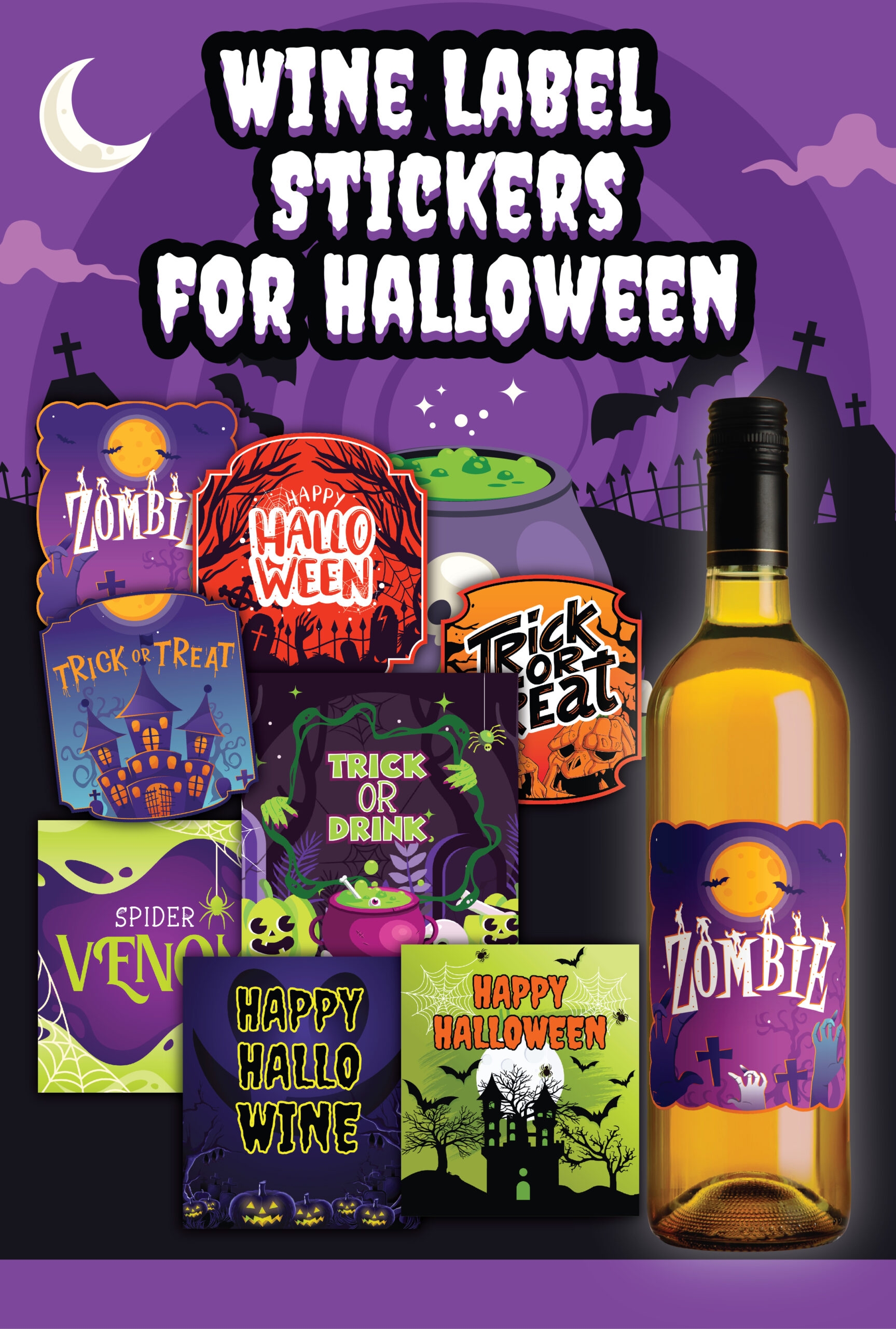 Printable Halloween Wine Bottle Labels Digital Download OhMy Creative Shop