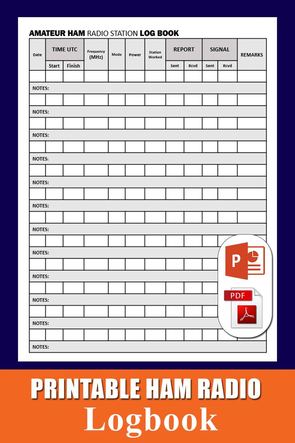Printable HAM Radio Log Book Template