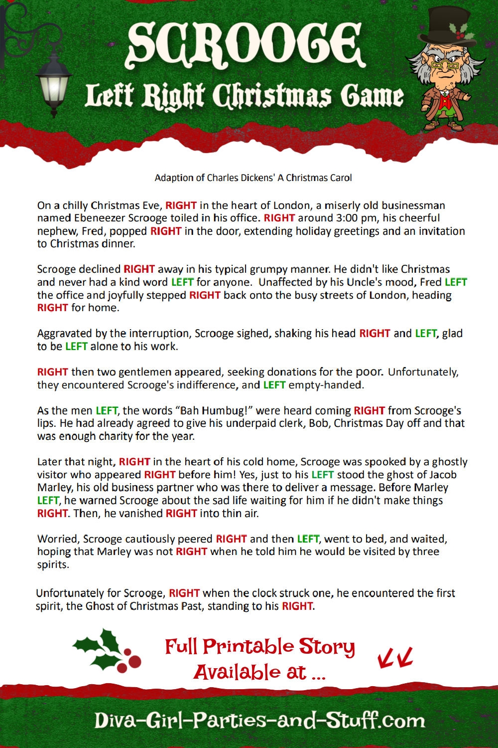 Christmas Right Left Game Printable