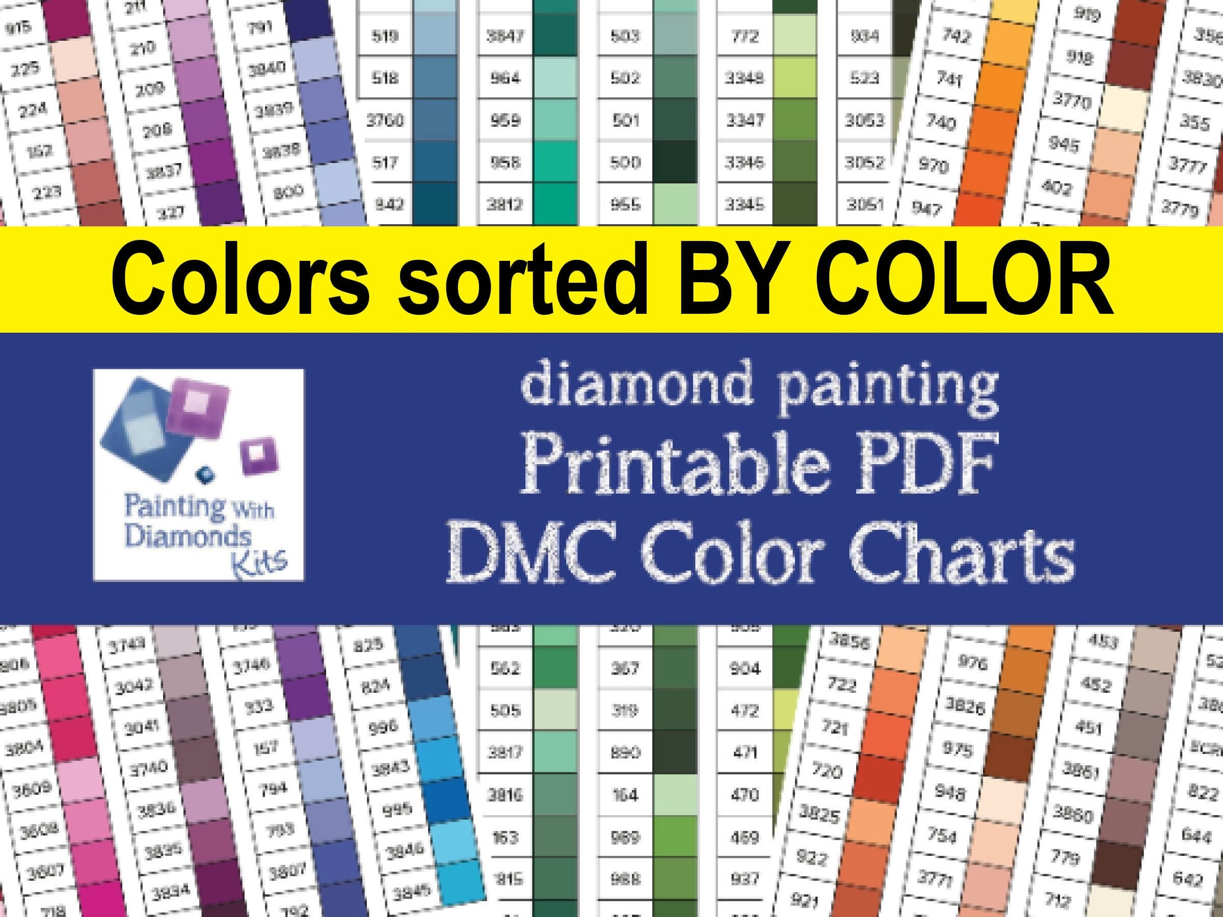 PRINTABLE PDF DMC Color Charts Diamond Painting Drill Color Card Painting With Diamonds Kits Diamond Drills Color Print Your Own Color Chart Etsy Denmark