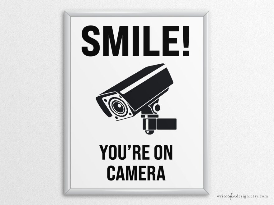Printable Smile You re On Camera Sign In US Letter And A4 Sizes Instant Download PDF Etsy