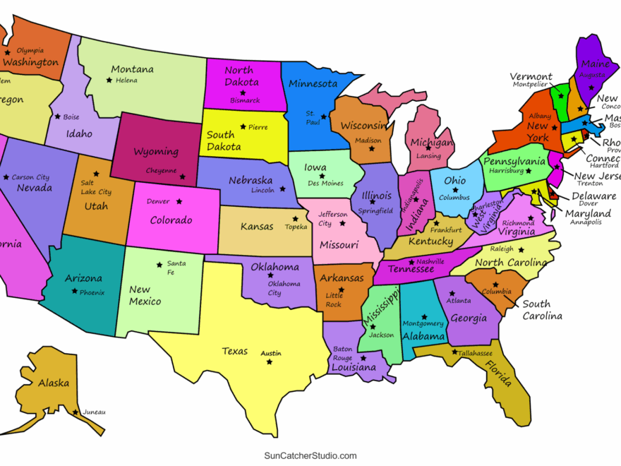 Printable US Maps With States USA United States America Free Printables Monograms Design Tools Patterns DIY Projects