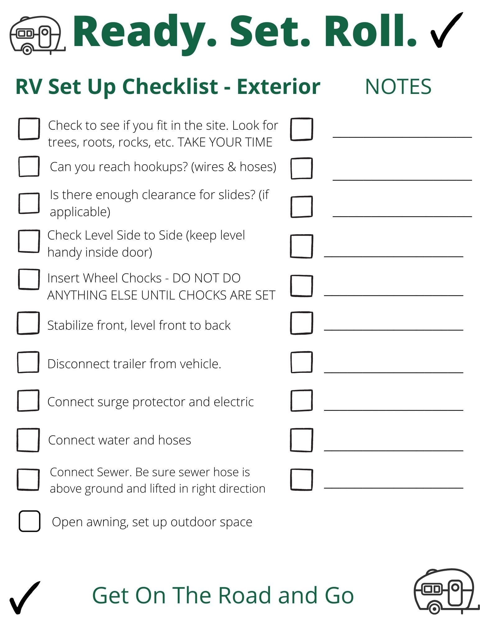 Free Printable Rv Setup Checklist