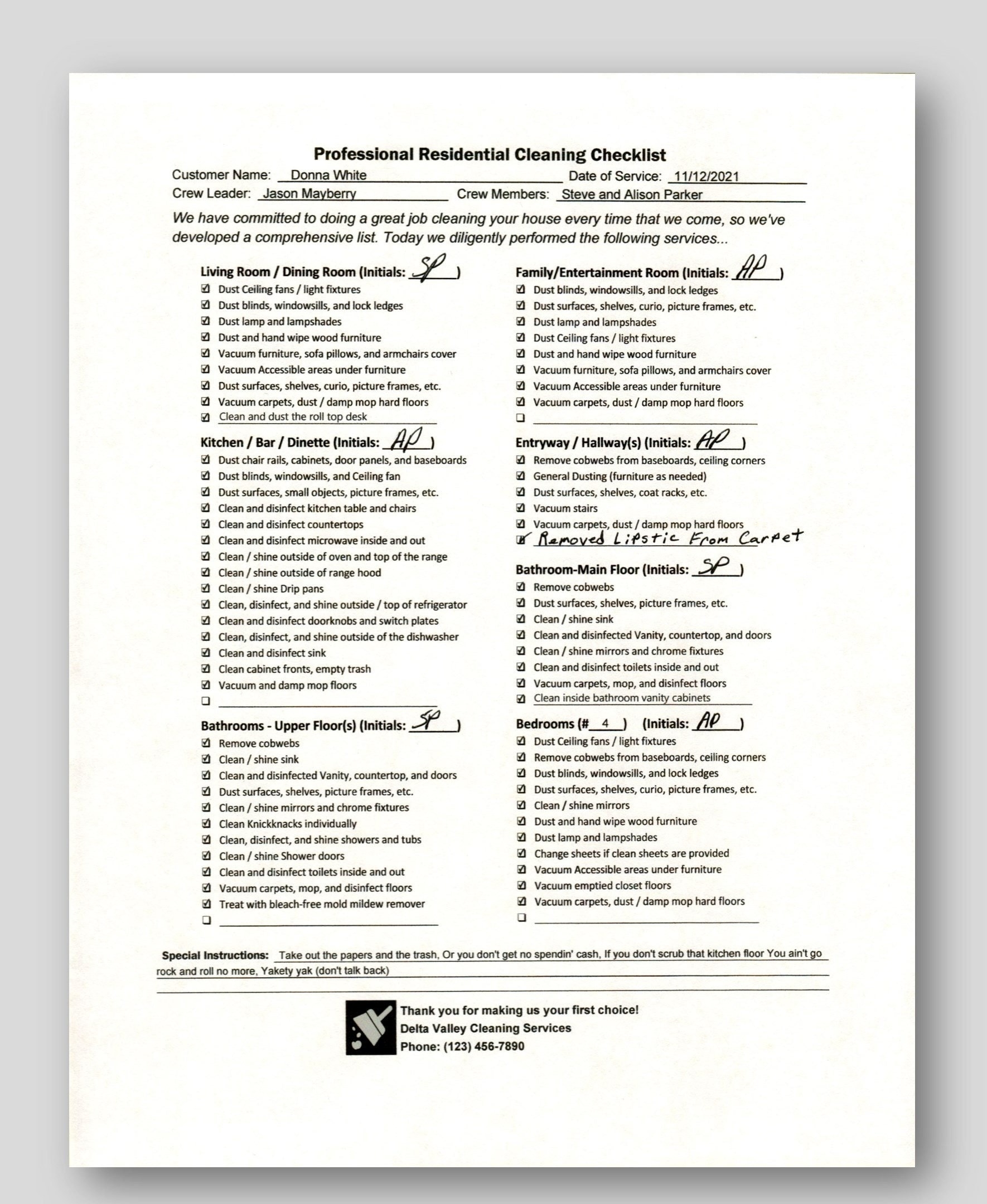 Professional House Cleaning Checklist 2025 Printable