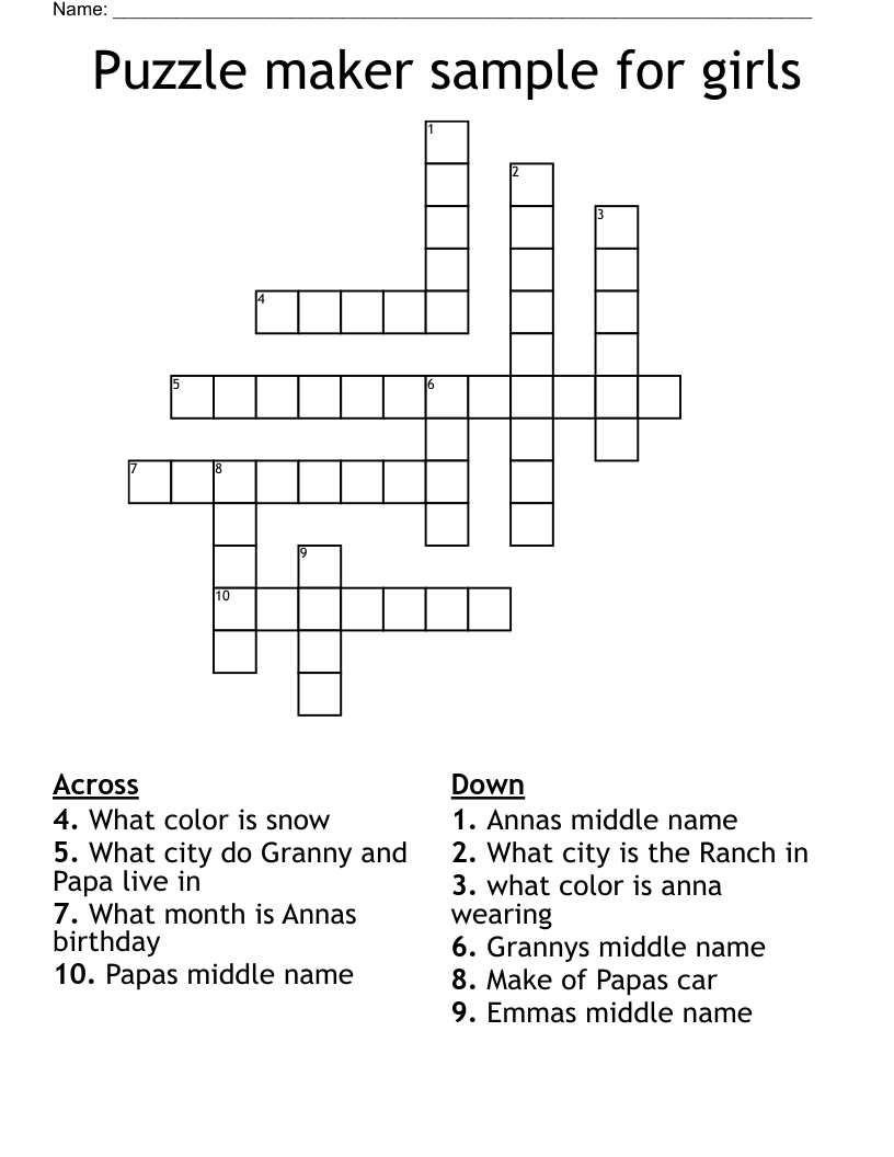Make Your Own Crossword Puzzle Free Printable