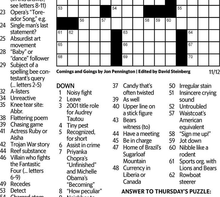 Puzzles Universal Crossword The News Observer
