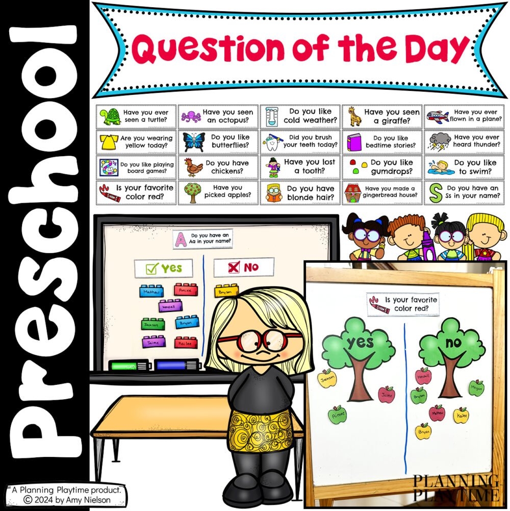 Question Of The Day Cards For Preschool Prek Kindergarten Planning Playtime
