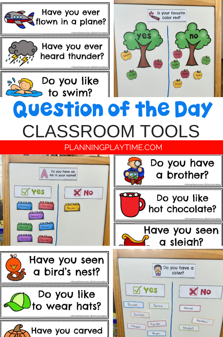 Question Of The Day Cards For Preschool Prek Kindergarten Planning Playtime