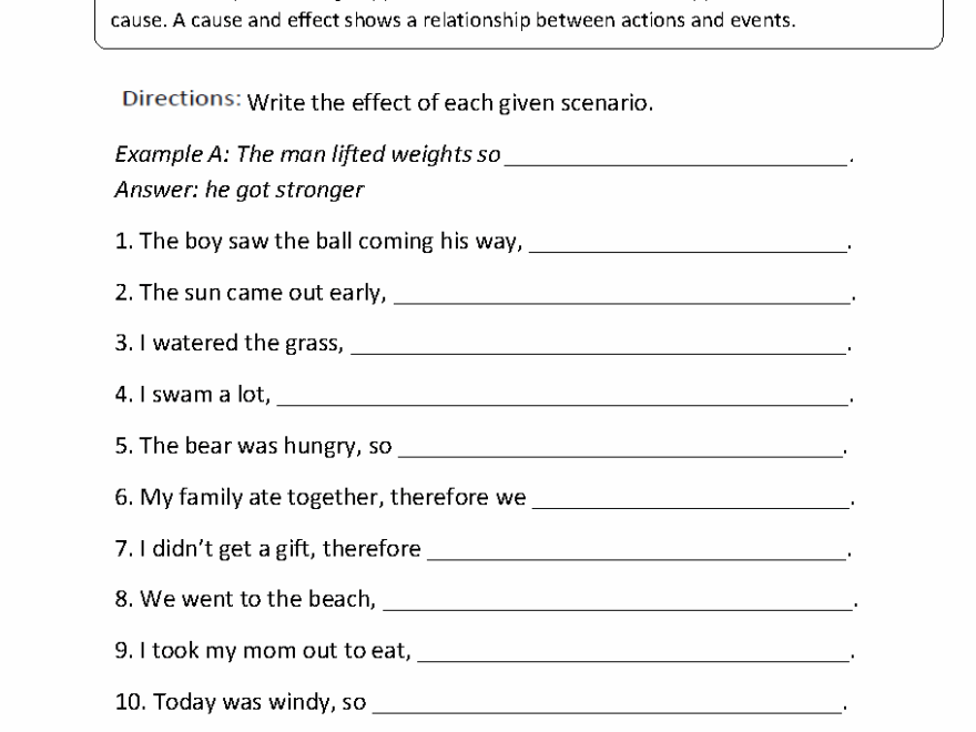 Reading Worksheets Cause And Effect Worksheets