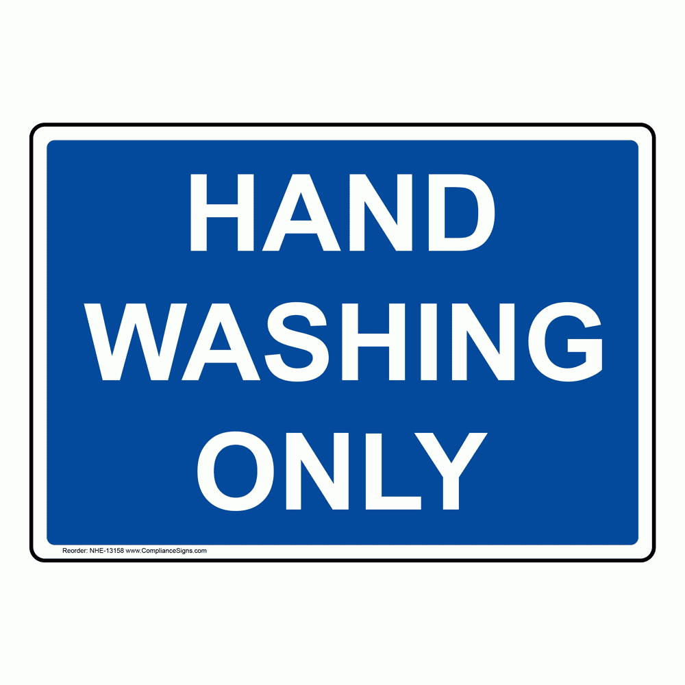 Rectangle Blue Hand Washing Only Sign Or Label