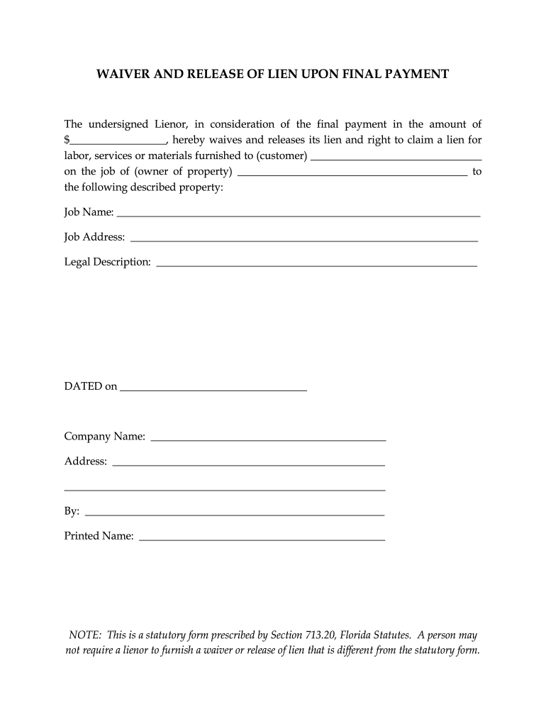 Release Of Liens Form Fill Online Printable Fillable Blank PdfFiller