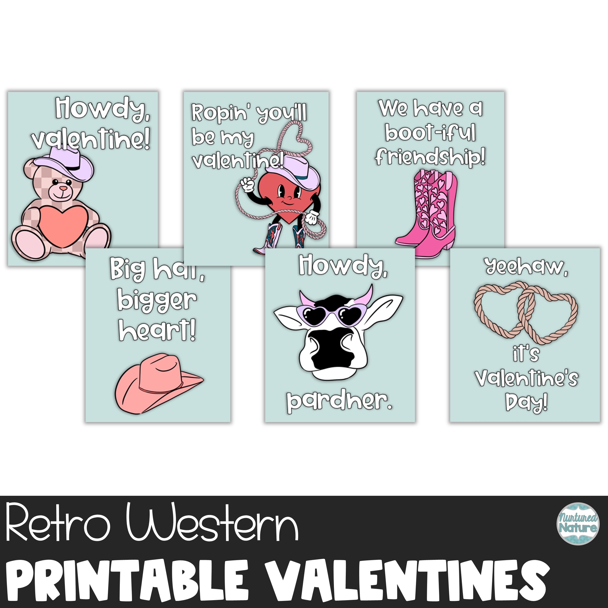 Retro Western Printable Valentine s Day Cards For Students Made By Teachers