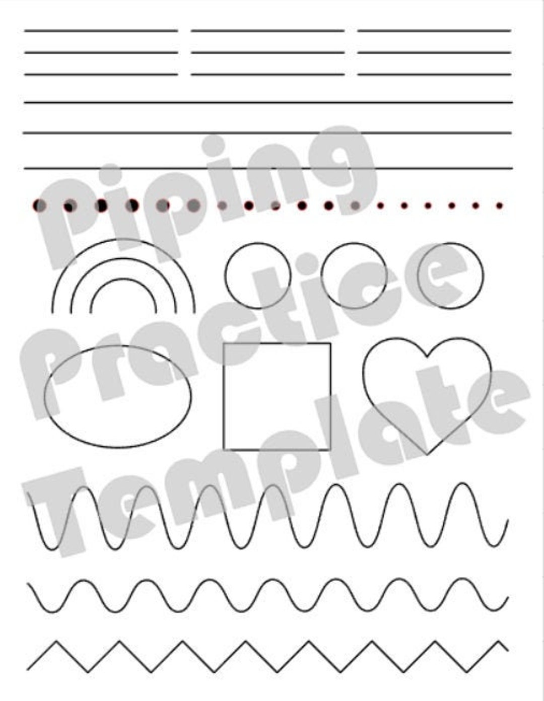 Royal Icing Beginner Piping Guide Practice Sheet Template PDF Instant Download Etsy