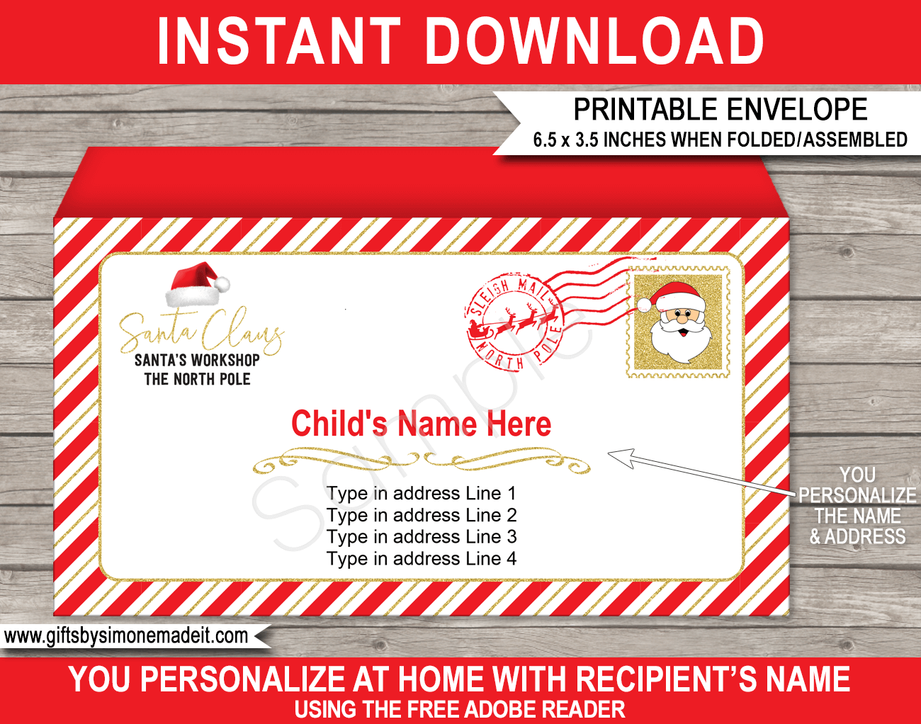 Santa Envelope Template Christmas Letter From Santa Envelope